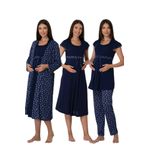 Effort Kadın Lacivert Pamuklu Hamile Lohusa Sabahlıklı Gecelik Ve Pijama Takım Set, XL, TYC50207D2C7547891-198IGP102518