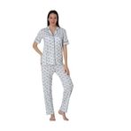 Effort Kadın Lacivert Pamuklu Kısa Kollu Önden Düğmeli Pijama Takımı, M, EF2432-198IGP101351
