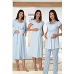 Effort Kadın Mavi Hamile Lohusa Sabahlıklı Gecelik Ve Pijama Takım Set, S, EF6016EFT-19804IGP27186082