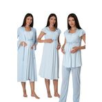 Effort Kadın Mavi Pamuklu Hamile Lohusa Sabahlıklı Gecelik Ve Pijama Takım Set, XL, TYC50207D2C7547892-198IGP102523