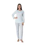 Effort Kadın Mavi Pamuklu Uzun Kolu Büyük Beden Pijama Takımı Effortt, 2XL, EF3065-198IGP100664