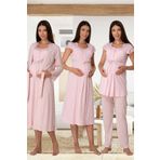 Effort Kadın Pembe Hamile Lohusa Sabahlıklı Gecelik Ve Pijama Takım Set, XL, EF6016EFT-19804IGP270821