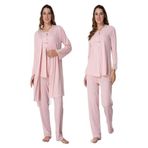 Effort Kadın Pembe Hamile Lohusa Sabahlıklı Pijama Takım, XL, Effortt-3040-5-19804IGP2718028