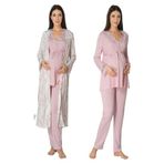 Effort Kadın Pembe Hamile Lohusa Sabahlıklı Pijama Takımı, S, EF8094EFT-19804IGP266889
