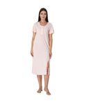 Effort Kadın Pembe Pamuklu Kısa Kolu Yırtmaçlı Gecelik, 2XL, EF3073-198IGP100739