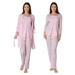 Effort Kadın Pembe Sabahlıklı Hamile Lohusa Pijama Takımı, M, EF3044EFF-19804IGP266669