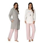 Effort Kadın Pembe Sabahlıklı Hamile Lohusa Pijama Takımı, S, EF3090EFT-19804IGP266567
