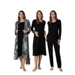Effort Kadın Siyah Hamile Lohusa Sabahlıklı Gecelik Ve Pijama Takımı Set Effortt, M, Effortt-9046-2-19804IGP27186448