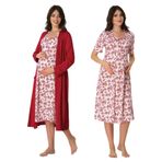 Effort Kadın Vişne Pamuklu Hamile Lohusa Sabahlıklı Gecelik Takım, 2XL, EF8015-198IGP102559