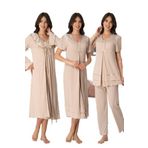Effort Kadın Vizon Hamile Lohusa Sabahlıklı Gecelik Pijama Takımı 4'lü Set, S, Effortt-8026-2-19804IGP268211