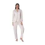 Effort Pamuklu Pembe Çizgili Önden Düğmeli Uzun Kollu Kadın Pijama Takımı, L, EF2452-198IGP101289