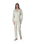 Effort Pamuklu Yeşil Çizgili Önden Düğmeli Uzun Kollu Kadın Pijama Takımı, 2XL, TYCIAW47AN170807598407733-198IGP101297