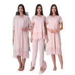 Effort Pembe Fistolu Hamile Lohusa Sabahlıklı Gecelik ve Pijama Takım 4'lü Set Effortt, M, EF9026İGP-198IGP102732