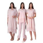 Effort Pembe Fistolu Hamile Lohusa Sabahlıklı Gecelik ve Pijama Takım 4'lü Set Effortt, S, EF9026İGP-198IGP102731