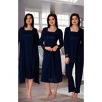 Effort Pijama Hamile Çarşı Effortt 2405 Lacivert Lohusa Hamile 4'lü Set