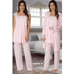 Effort Pijama Hamile Effort Lohusa 3'Lü Pijama Takım Pembe
