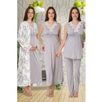 Effort Pijama Lohusahamile Gri 4lü Lohusa Hamile Set Effortt 8036