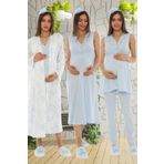 Effort Pijama Lohusahamile Mavi 4lü Lohusa Hamile Set Effortt 8036