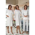 Effortt 2020 Ekru Renk Sabahlıklı Gecelikli Hamile Pijama Takımı