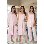 Effortt 2305 Pembe Renk Sabahlıklı ve Gecelikli Kadın Pijama Takımı