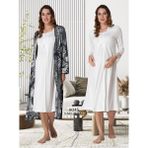 Effortt 9045 Ekru Renk Sabahlıklı Kadın Hamile Gecelik