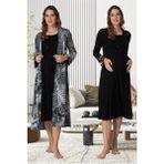 Effortt 9045 Siyah Renk Sabahlıklı Kadın Hamile Gecelik