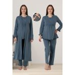 Effortt Antrasit Sabahlıklı Hamile Lohusa Pijama Takımı - 2XL