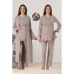 Effortt Bej Sabahlıklı Hamile Lohusa Pijama Takımı