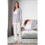 Effortt Gri Hamile Lohusa Pijama Takımı - 2XL