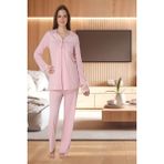Effortt Hamile Lohusa Dantelli Uzun Kollu Pijama Takımı 4082 - Pembe