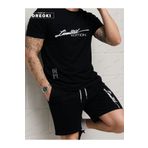EFFRENATU Sınırlı Sayıda Baskılı Pamuklu Kumaş Erkek Siyah T-shirt-Siyah Şort Takım