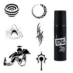 Efkar Ve Şerit Spray Tattoo Geçici Dövme Seti Dark Siyah Sprey