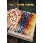 Eflatun Collection 10+1 Toz Kehribar Kaliteli Tesbih Seti İnci Tesbih Hediyeli