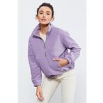 Eflatun Kadın Yarım Fermuar Etek Ucu Büzgülü Oversize Polar Sweatshirt - 97171