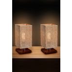 EFLIGHTDESIGN 2’li Ahşap Abajur Kahve Modern Şık Yatak Odası Salon Masa Lambası