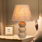 EFLIGHTDESIGN Krem Ahşap Abajur Desenli Modern Şık Yatak Odası Salon Masa Lambası