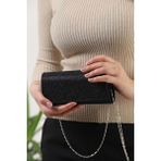 Efnanstore Siyah Simli Abiye Çanta Pörtföy Çanta Clutch Çanta