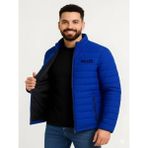 Efnaz Style Erkek Mikro Su Itici Kapitone Baskılı Astarlı Fermuarlı Bomber Mont - Saks Mavisi - 2XL