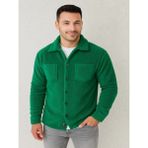 Efnaz Style Erkek Pelüş Polar Hırka Gömlek – Yakalı, Ilik Düğmeli, Göğüs Cepli, Yumuşak Dokulu Kışlık Regular Fit Rahat Günlük Model - Çimen Yeşili - XL