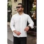 Efnaz Style Erkek Uzun Kollu Beyaz Düğmeli Pera Keten Gömlek