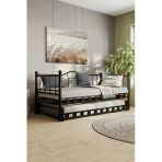 Efon Kamelya Yavrulu Metal Daybed Sedir Karyola Siyah 90X200cm