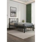 Efon Zambak Ferforje Metal Karyola Siyah 90X200cm