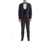 Efor Black 037 Slim Fit Çıkarılabilir Saten Yaka Lacivert Damatlık Smokin Takım - 58 - 4 Drop