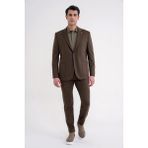 Efor Comfort Fit Mono Yaka Torba Cep Esnek Yünlü Kahverengi Spor Takım Elbise Tk 931 - 6 Drop - 58