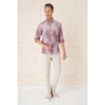 Efor Erkek Comfort Fit Batik Desen %100 Keten Bordo Gömlek G 1571 - 4XL