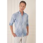 Efor Erkek Comfort Fit Batik Desen %100 Keten Mavi Gömlek G 1571
