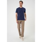 Efor Erkek Comfort Fit Bisiklet Yaka Batik Görünmlü Kısa Kol Casual Lacivert Tişört Ts 905 - XL