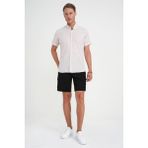 Efor Erkek Comfort Fit Düğme Yaka Kısa Kollu %100 Keten Düz Bej Gömlek G 1596 - 2XL