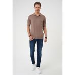 Efor Erkek Comfort Fit Polo Yaka Pamuklu Kısa Kol Casual Vizon Triko Tişört Tr 880 - XL