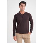 Efor Erkek Comfort Fit Rahat Kalıp Kahverengi Triko Kazak TR 892